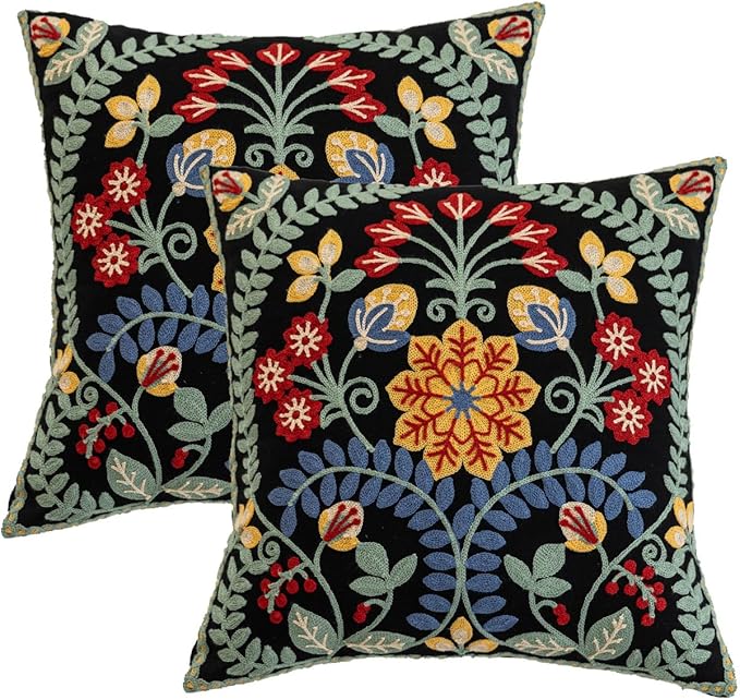 YIcabinet Pack of 2 Throw Pillow Covers,Leaf Snowflake Embroidered Pillow Case Soft Decorative Pillowcases for Home Sofa Couch 18x18 Inch