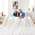 Bnuitland Oversized King 3D Jacquard Flannel Blanket 120x120 Inches, 300GSM Soft Fuzzy Leightweight for Bed,Sofa,Couch, Extra Large Fleece 10x10 Huge Blanket for Whole Family, Ivory