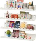Nursery Book Shelves,Kids Bookshelf and Toy Storage,17 Inch Metal Floating Shelves Set of 4,Wall Shelves for Bedroom, Kids Room,Bathroom,Kitchen,Playroom Decor,Nursery Decor (White Metal, 17 inch)