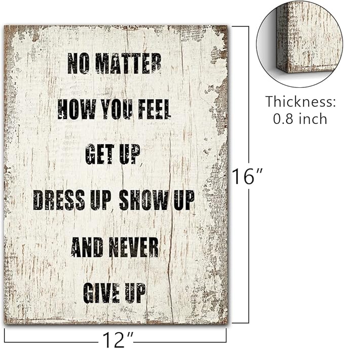 Motivational Wall Art Office Decor Quotes Wall Decor for Men Women Positive Canvas Prints Wooden Picture Artwork for Classroom Gym Home Decorations, 12x16 Inch with Inner Framed