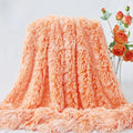Plush Super Soft Blanket Bedding Sofa Cover Furry Fuzzy Fur Warm Throw Qulit Cozy Couch Blanket for Winter (63"x79",Orange and White)
