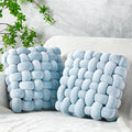 Wenqik 2 Pcs Knot Pillows Square Knotted Plush Throws Soft Accent Pillows Decoration Cushion for Couch Home Office Living Room Bedroom Bed Sofa Decor, 12'' x 13''(Ice Blue,Crystal Velvet)