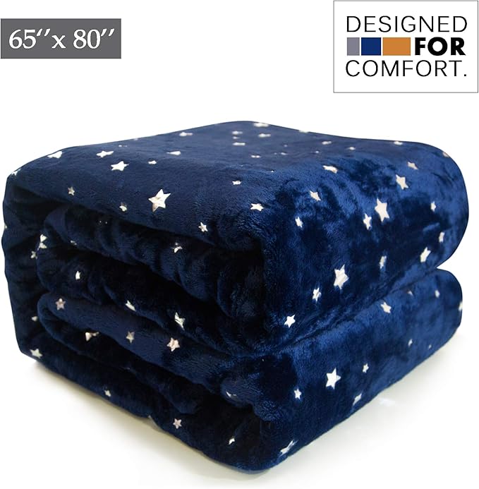 NANPIPER Throw Blanket, Ultra Soft Thick Microplush Bed Blanket, All Season Premium Fluffy Microfiber Fleece Throw for Sofa Couch (Twin Size 65"x80", Navy Blue)