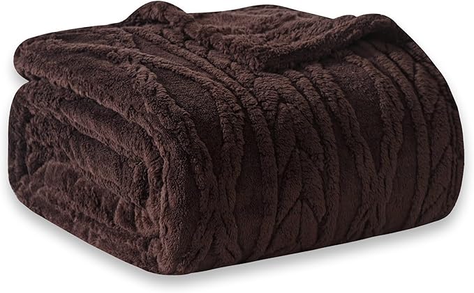 COOVA Brown Fleece Twin Blanket for Bed - Super Soft Cozy Plush Fuzzy Blanket for Sofa,Premium Sherpa Warm Throw for Women,Couch,Chair,60x80 Inches