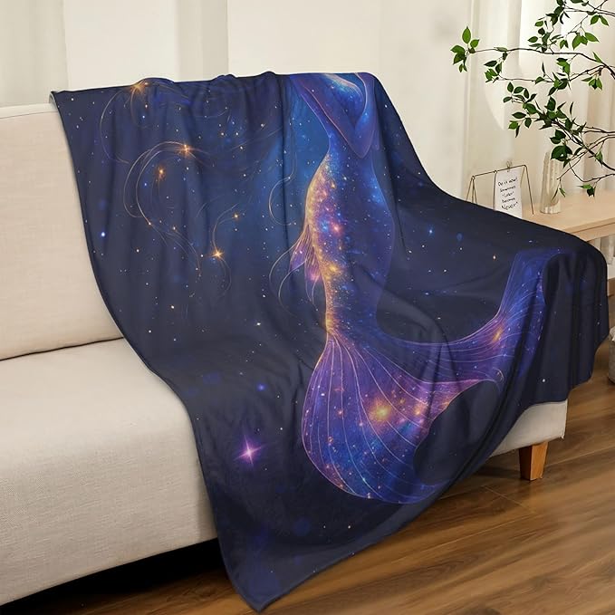 Mermaid Throw Blanket Soft Warm Cozy Mermaids Blankets Fuzzy Plush Fleece Mermaid Blanket Gifts for Couch Bed Sofa Home Decor 40''X50''