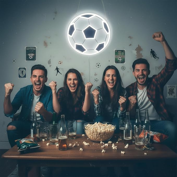 Soccer Neon Sign for Wall Decor, Dimmable LED Light for Bedroom Sports Room Decor, Soccer Gifts for Boys 8-12, 12.6 x 12.6 Inches
