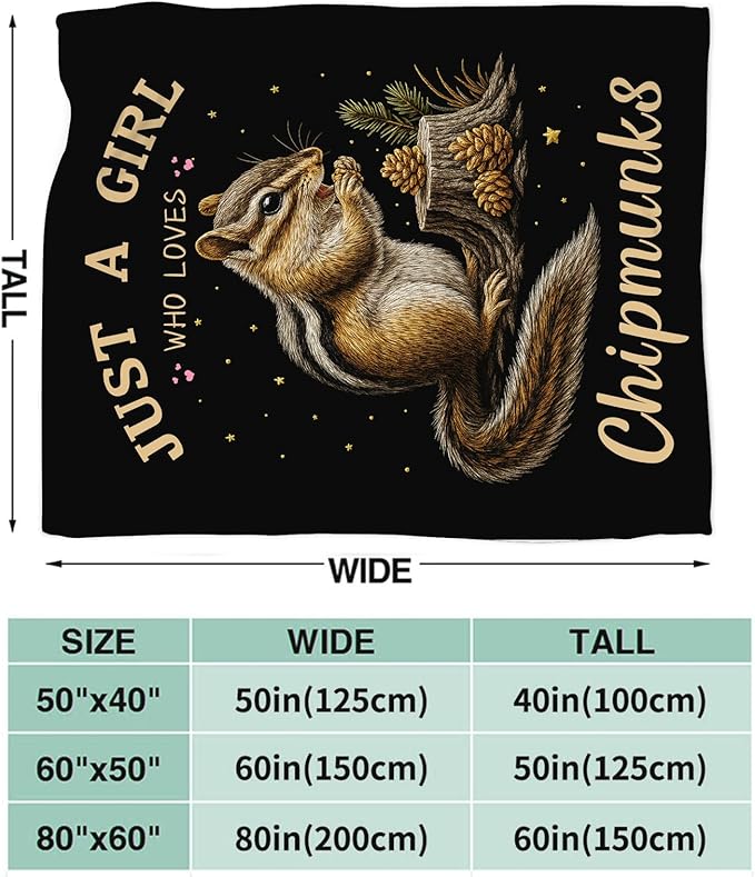 Chipmunk Blanket for Girls Women Boys Men Adults Kids Soft Cozy Fleece Tamias Squirrel Throw Blankets Gifts Warm Flannel Plush Lightweight Decor for Couch Bed Sofa 80"X60"