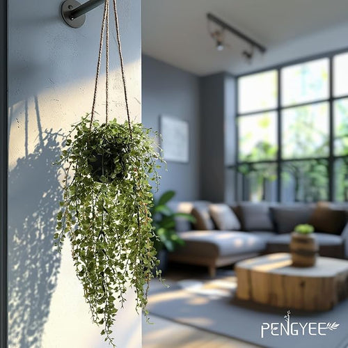 3 Packs Fake Hanging Plants with Black Pots, 18.5" Artificial Hanging Plants for Wall Decor, Fake Plants Mandala Vine Indoor/Outdoor for Home Bathroom Bedroom Kitchen Office Room Decor