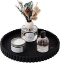 Round Bathroom Tray Silicone Kitchen Counter Decor Vanity Organizer Decorative Coffee Table Tray for Perfume, Candle, Soap Dish, 10 Inch, Black