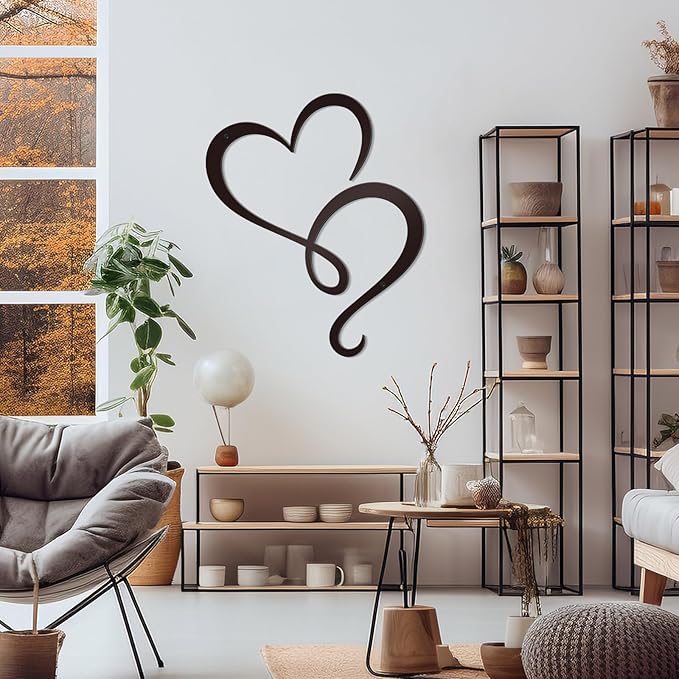 Bnesi Infinity Heart Metal Wall Art Love Signs for Home Decor Black Wall Decor Above Bed Wall Decor Minimalist Wall Art for Living Room Bedroom Bathroom Kitchen (Style H)