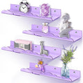 Rainbow Acrylic Floating Shelves, 15in Kids Wall Mounted Nursery Bookshelves, Display Ledge for Books Toys Cosmetic Storage, Bathroom Bedroom Living Room Wall Organizer, 4 Pack, Purple