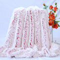 Plush Super Soft Blanket Bedding Sofa Cover Furry Fuzzy Fur Warm Throw Qulit Cozy Couch Blanket for Winter (63"x79",Wine Red and White)