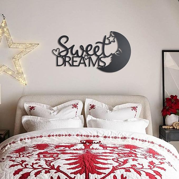 OYEFLY Metal Sweet Dreams Wall Decor,Modern Black Metal Wall Art (style 1)