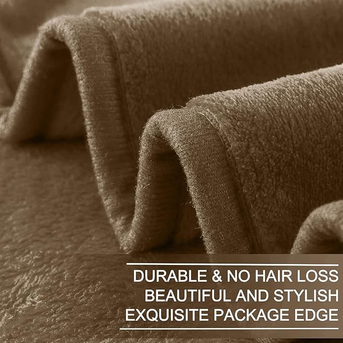 Fleece Blankets for All Season - Premium Lightweight Anti-Static Throw for Queen/Full Size Bed Extra Soft Brush Fabric Warm Sofa Thermal Blanket 90" x 90"(Taupe)