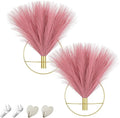 Pretty Jolly Boho Wall Decor - Mounted Metal Hanging Artificial Pampas Display for Living Room, Bedroom, Bathroom, Dining Room - Plant Art 2 Pack