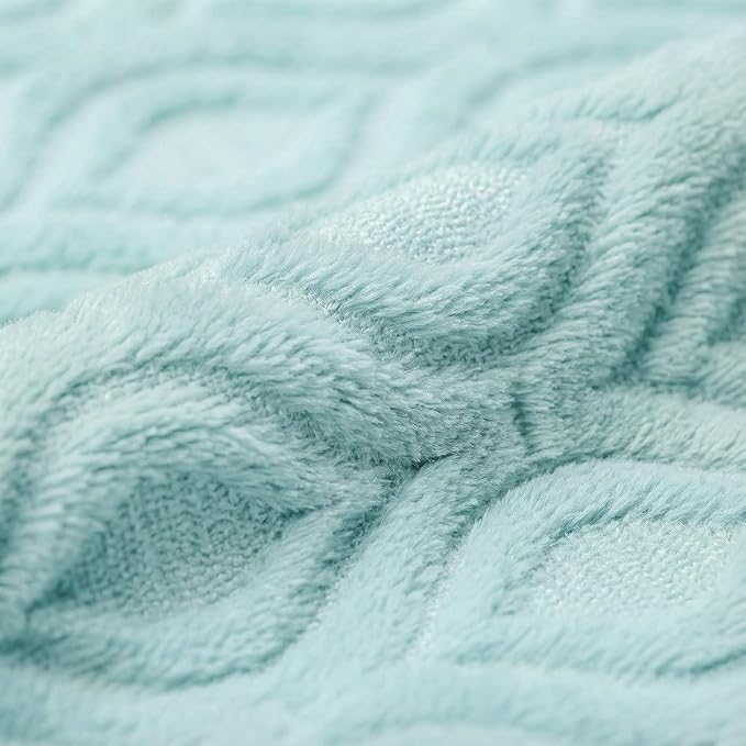 Horaldaily Solid Blanket Throw, Blue Accent Farmhouse Neutral Square Euro Soft Fuzzy Plush Faux Fur Cozy Blankets for Couch Sofa Bed Lounging, Ideal Gifts for Kids Adults Wife Self, 50x60