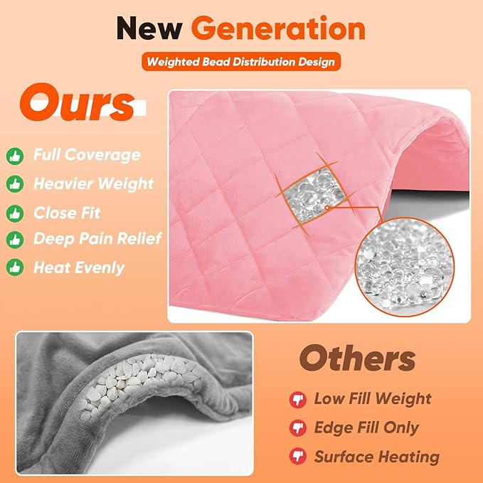 OCTROT Pink Weighted Heating Pad for Neck Shoulders and Back, for Mom Wife Grandma, Birthday Gifts for Teen Girls Women, Electric Heated Blanket with 9 Heat Options 4 Auto-Off Timer