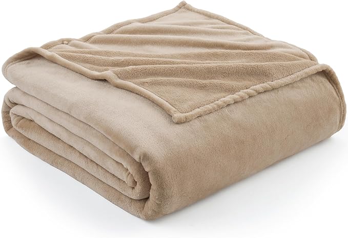 Hansleep Fleece Light Camel Throw XL Blanket, Super Soft Flannel Fuzzy Plush Cozy Blanket for All Seasons, Light Camel, Throw XL 50x70 Inches