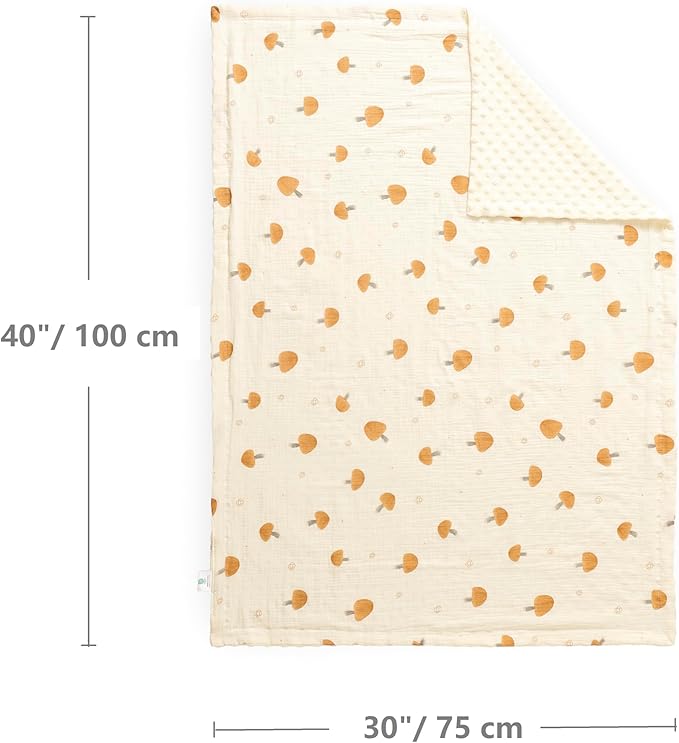 CREVENT 2Pcs 30''X40'' Cute Cozy Fluffy Warm Baby Blankets for Infants Toddlers' Bedding Crib Cot Stroller - Grey Cloud + Muslin Mushroom