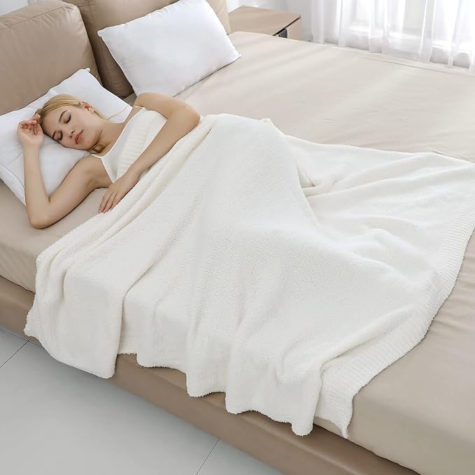 bearberry Super Soft Fluffy Throw Blanket Lightweight Cozy Warm Bed Blankets for Couch Bed Sofa All Season (Cream, 60”x80”)