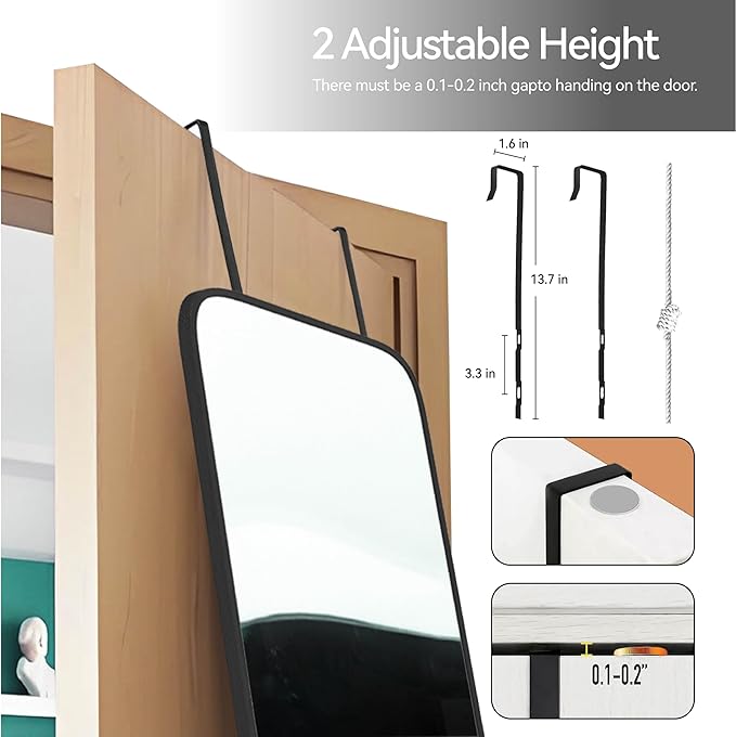 Rectangle 57x16 Mirror Full Length Wall Mounted Hanging or Against Wall Metal Frame Dressing Make-up Mirrors for Entryway Bedroom Bathroom Living Room 57 16 inch Black