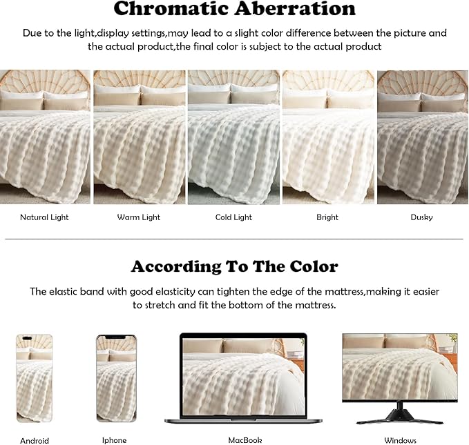 NEWCOSPLAY Twin Blanket for Couch Ivory Super Soft Flannel Fleece 3D Bubble Lightweight Bed Blanket All Season Use (Ivory, Twin(60"x80"))