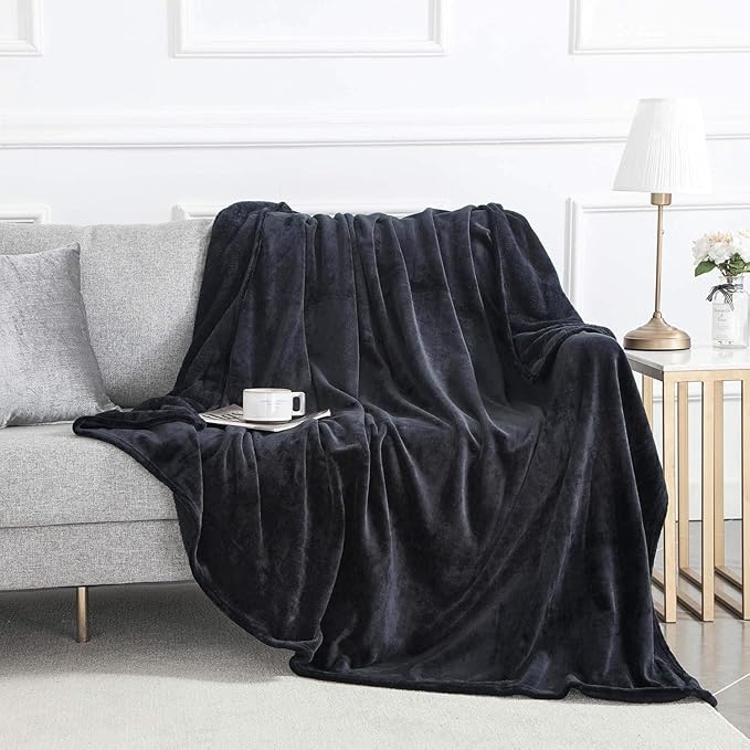 IR Imperial Rooms Fleece Blanket 12 Pack Twin Size 60x80 Inches - Super Soft Fluffy Throw Blanket for Sofa and Bed - Warm and Cozy Lightweight 400 GSM Microfiber Bed Throws Blankets (Twin, Black)