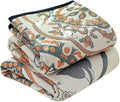 Boho Throw Blanket for Bed 100% Cotton Ultra Soft Rustic Quilt Spring Blanket Floral Farmhouse Decor Bed Blankets,60"x80" All Season Rustic Throw for Sofa Couch Chair
