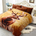 JYK Queen Size Korean Mink Blanket, 5 LB Fleece Bed Blanket - 2 Ply Reversible 520GSM Silky Soft Plush Warm Blanket for Autumn Winter, A&B Pattern Printed, (Queen 75"x87", Deer/Elephant)