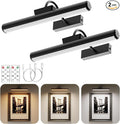 Wireless Picture Light with Remote, Battery Operated Wall Sconce 5000mAh, 3 Color Modes and Dimmable LED Wall Lights with Timer for Painting, Frame, Gallery, Dartboard, Bedroom (Black-2Pack)