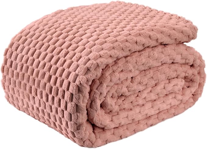 FY FIBER HOUSE Oversized King Blanket 120" x120" Seamless Extra Large Bed Blanket 10' x 10' Super Soft Plush Fuzzy Huge Blankets for Couch Office Sofa, Pink