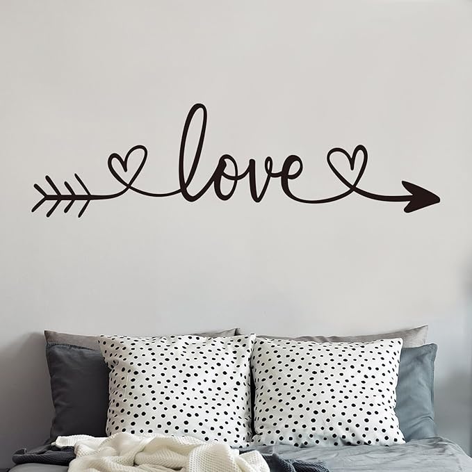 AnFigure Couples Quotes Wall Decals: Inspirational Vinyl Art Love Wall Stickers for Home Bedroom Bathroom Living Room - Love Arrow 35"X9.8"