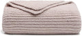 bearberry Soft Rib Knit Blanket Thin Warm & Breathable - Snuggly Minky Throw for Everyday Use, Travel, Chair | All-Season Machine Washable for Couches, Gifts, Family (Beige, 50”x60”)