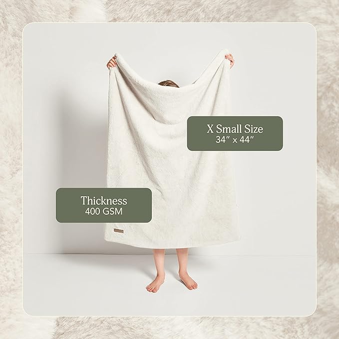 UnHide Lil’ Marsh Faux Fur Blanket - Lightweight, Soft Throw Blanket - Machine Washable - Ideal for Bed, Couch, or Reading Chair- X-Small (34" x 44") Snow White