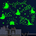 Glow in The Dark Princess Castle Wall Sticker, Self-Adhesive Star Butterfly Wall Decal for Girl's Room, Fluorescent Sticker for Ceiling Nursery (Green)