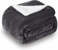 SOCHOW Sherpa Fleece Throw Blanket, Double-Sided Super Soft Luxurious Plush Blanket King Size 90 inchx108 inch, Dark Grey