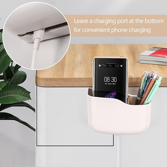 Tecbeauty 2 Pack Adhesive Remote Control Holder Wall Mount Universal TV Remote Organizer Caddy Storage Box Tray Hollow Bottom Slot Easy Phone Charging Home Office Desk Nightstand