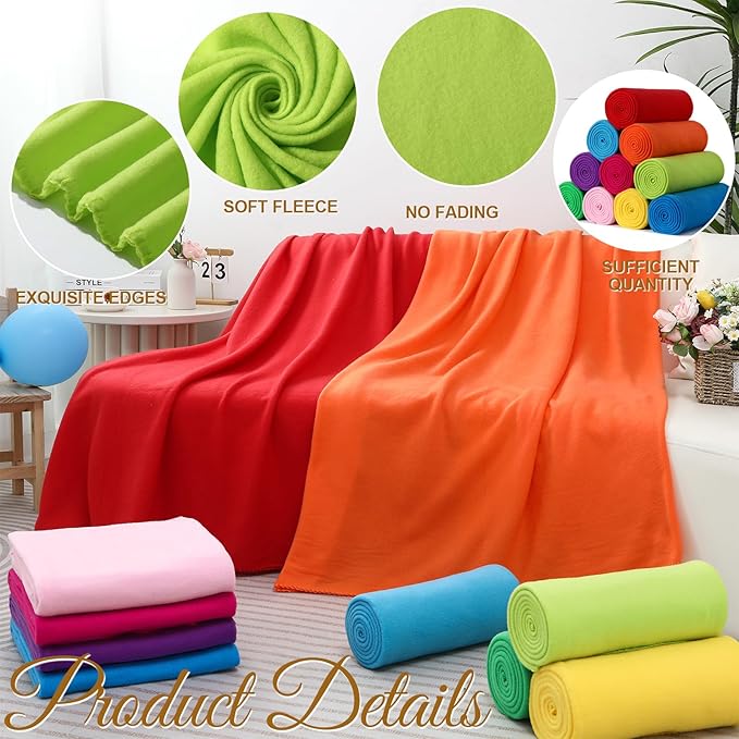 40PCS Bright Blankets Bulk 50 X 60, Soft Lightweight Throw Blanket Kit Cozy Blankets Bulk for Bed Sofa Couch Warm Pet Fleece Blanket Set for Wedding Homeless Home Office Travel Gift for Seasons