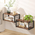 Floating Nightstand Set of 2, Wood Bedside Shelf Wall Mounted Nightstand with Heavy-Duty Frame, Floating Bedside Table for Bedroom, Bathroom, Kitchen, (Vintage Brown, 2 Pack)
