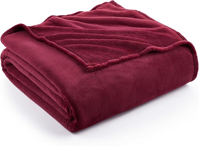 Hansleep Fleece Burgundy Red Queen Blanket, Super Soft Flannel Fuzzy Plush Cozy Blanket for All Seasons, Burgundy Red, Queen 90x90 Inches