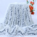 Plush Super Soft Blanket Bedding Sofa Cover Furry Fuzzy Fur Warm Throw Qulit Cozy Couch Blanket for Winter (63"x79",Dark Gray and White)