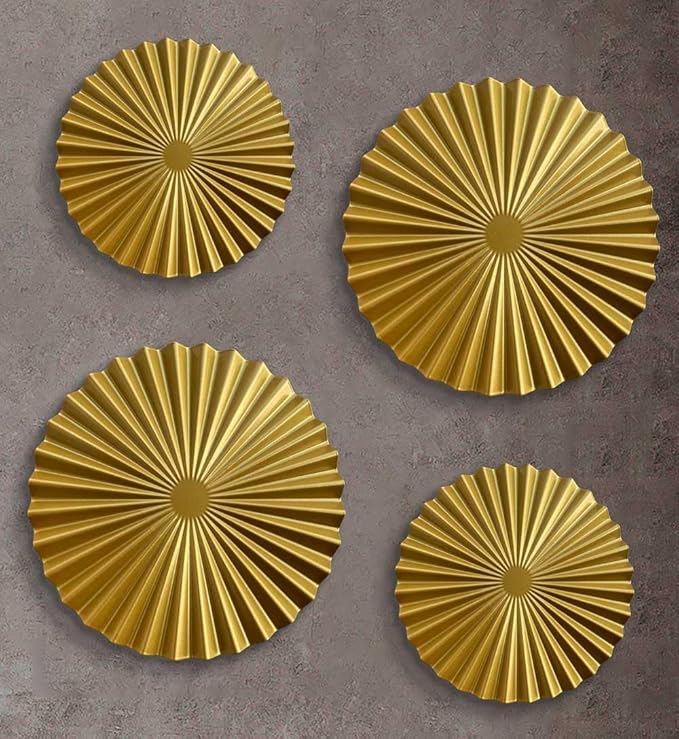 ITrixgan Aesthetic Bedroom Wall Decor Above Bed, Gold Metal Art Wall Decor For Bedroom, Modern Wall Hanging Decor Metal Decorative Wall Art Set, Sunburst Wall Decorations For Living Room