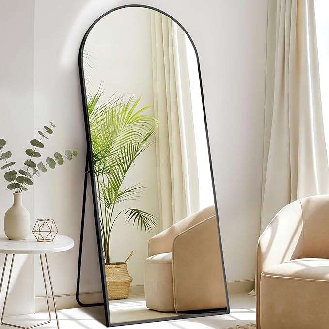 Mirror Full Length, Upgraded Body Wall Mirrors with Shatter-Proof Glass, Floor Standing, Hanging or Leaning, Tall Mirror with Stand Aluminum Alloy Frame for Bedroom