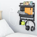 SuoXing Bedside Shelf Wall Mount and Wall Nightstand for Bedroom,Rv,Dorm Room,Bedside Wall Organizer for Phone Holder,Wall Mount Shelf Organizer for Charging Station and Remote Control Holder,Black