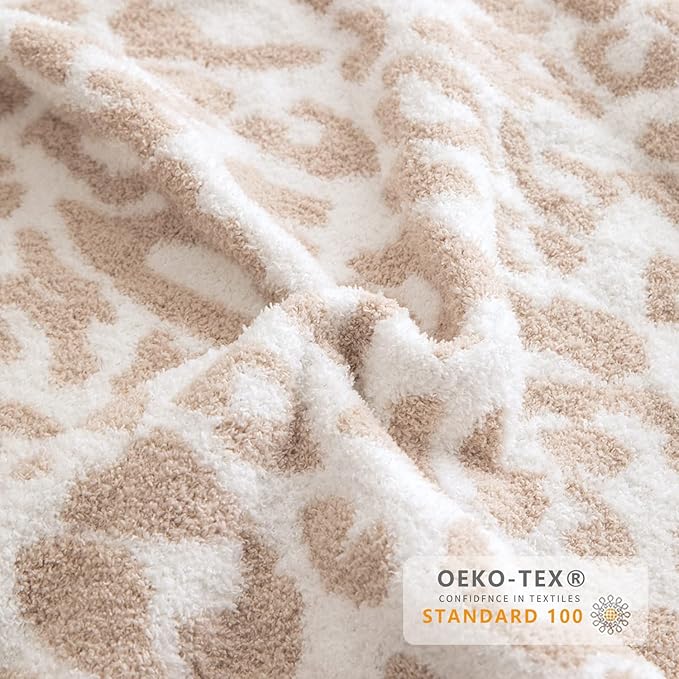 MH MYLUNE HOME Ultra Soft Leopard Throw Blanket (50x60 inches) Microfiber Blankets Plush Warm Reversible Cheetah Blanket Leopard Pattern Throw for Couch Bed Sofa - Khaki, 50"x60"