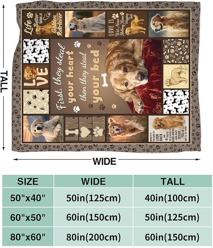 Golden Retriever Blanket for Girls Women Boys Men Adults Kids Soft Cozy Fleece Goldie Dog Pet Throw Blankets Gifts Warm Flannel Plush Lightweight Decor for Couch Bed Sofa 50"X40"