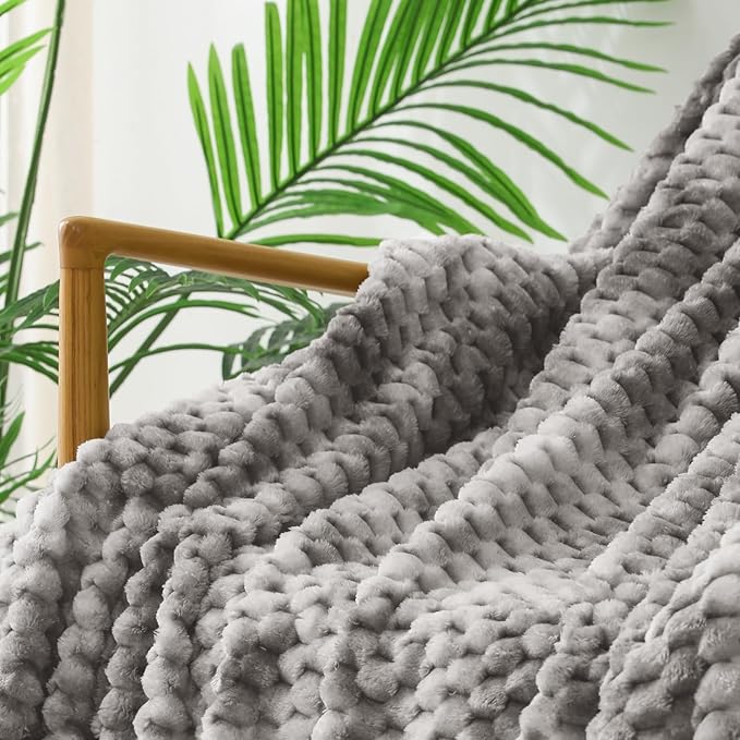 Exclusivo Mezcla Fleece Throw Blanket for Couch, Extra Large Fuzzy Tie-dye Grey Bed Blankets, Soft Cozy Plush Sofa Throws for All Seasons, 50x70 Inches
