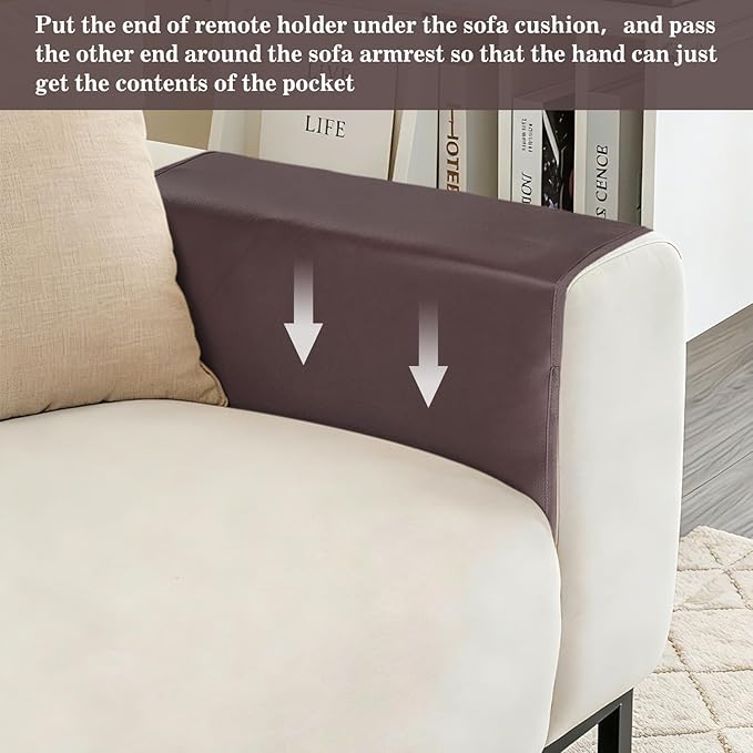 PU Leather Couch Organizer Caddy Sofa Armrest Organizer, Remote Control Holder for Recliner, Waterproof Armchair Caddy with 6 Pockets Storage for Magazine, Tablet, Phone, Remote (Red Brown)