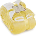 Genteele Sherpa Throw Blanket Super Soft Reversible Ultra Luxurious Plush Blanket, 102 x 90 inches, Yellow/White