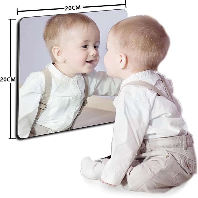 Kids Safety Shatterproof Mirror for Wall, Plastic Mirror Wall Mounted, Made of Unbreakable Acrylic Non-Glass, Thick 1/8",1Pcs 8"x8", Great for Bedroom Door Closet, Kids' Rooms Mirrors